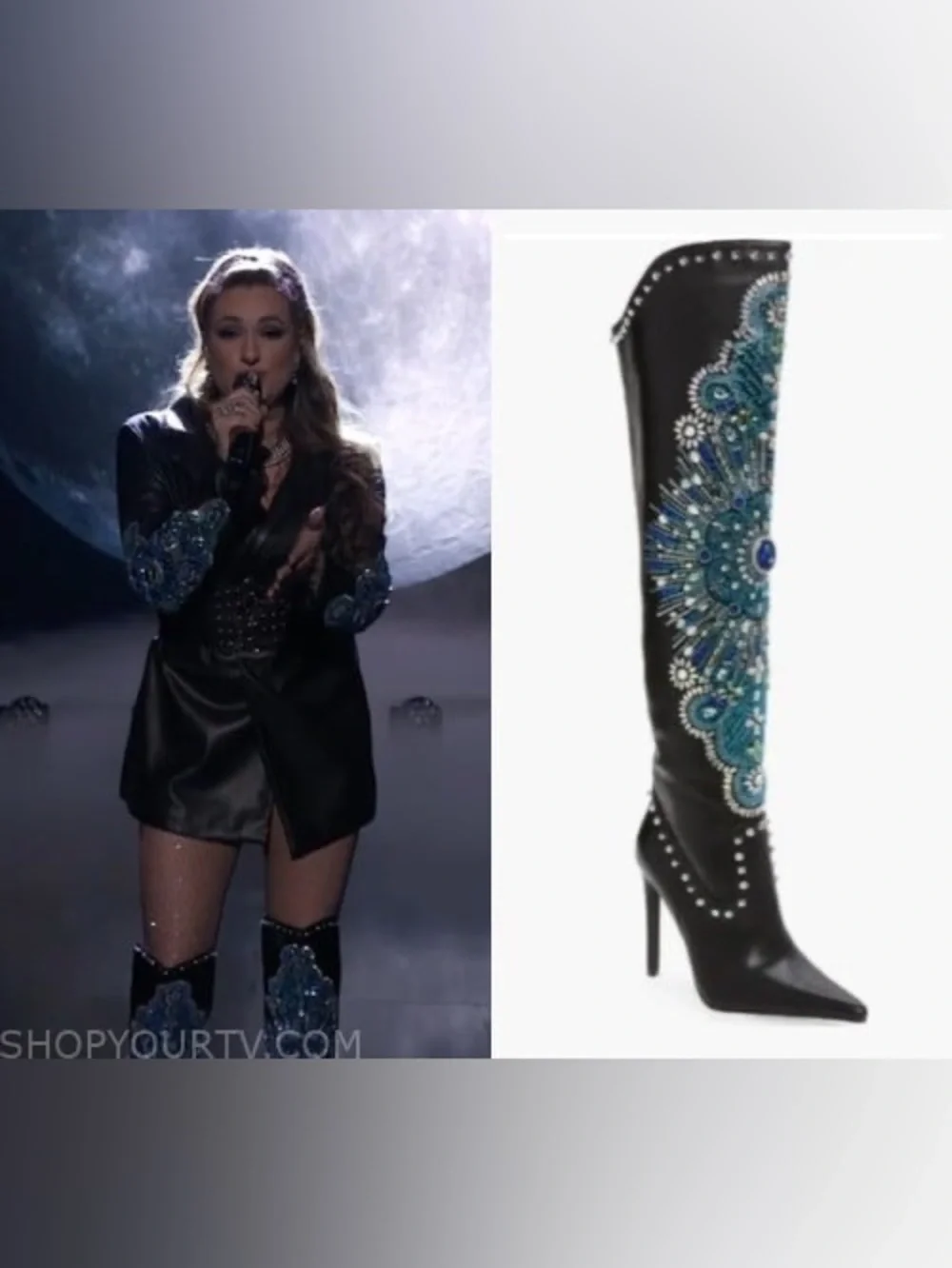 Azalea Wang Axelbeat Black Rhinestone Western OTK Boots Size 8.5